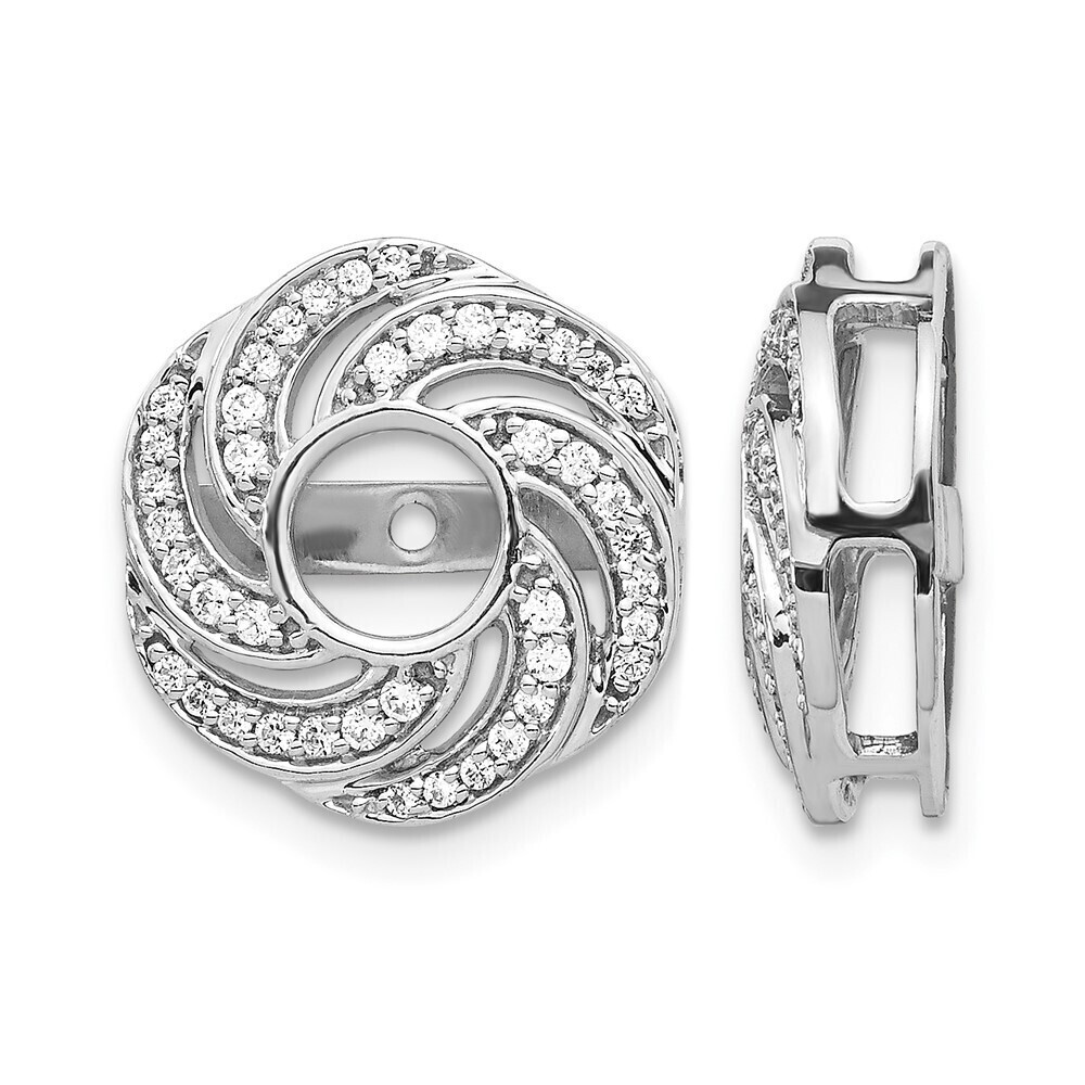 14k White Gold Swirl Diamond Jacket Earrings